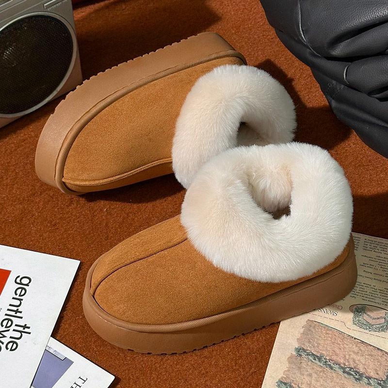 Cotton Slippers Women's Autumn and Winter New Indoor Home Warmth Thick Bottom Non-slip and Dirt-resistant Plush Outer Cotton Shoes