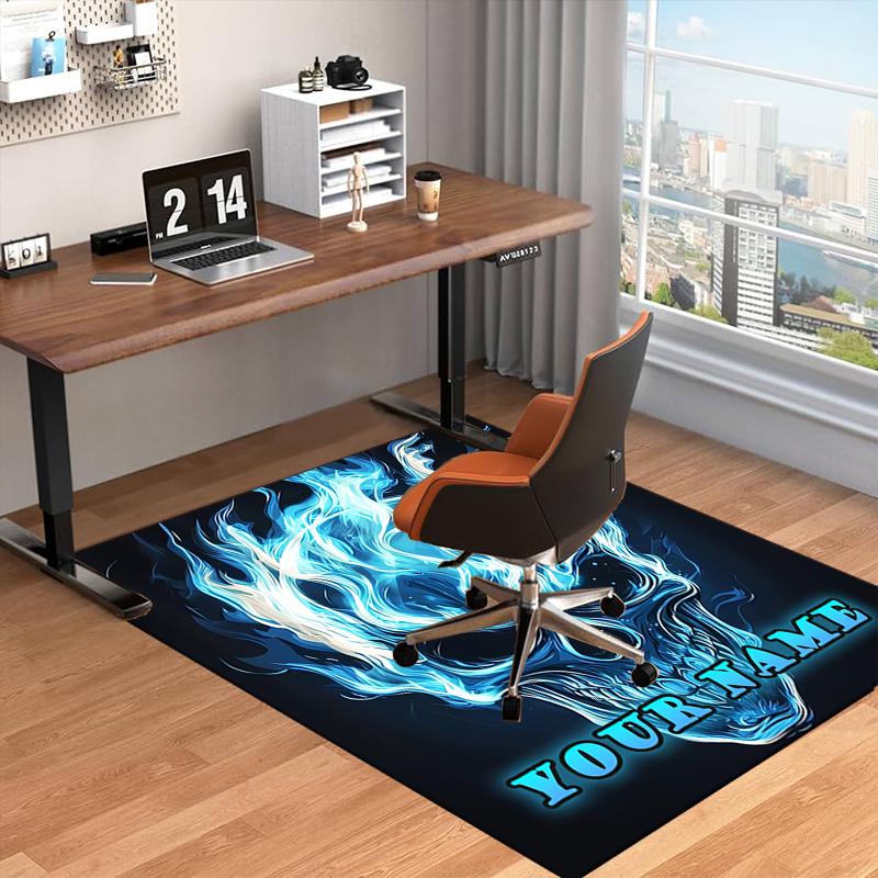 1PC Custom Name Skull Art Theme Floor Mat Ideal for Living Room, Game Rooms, Office, Bedroom,Floor Mat Playful Design