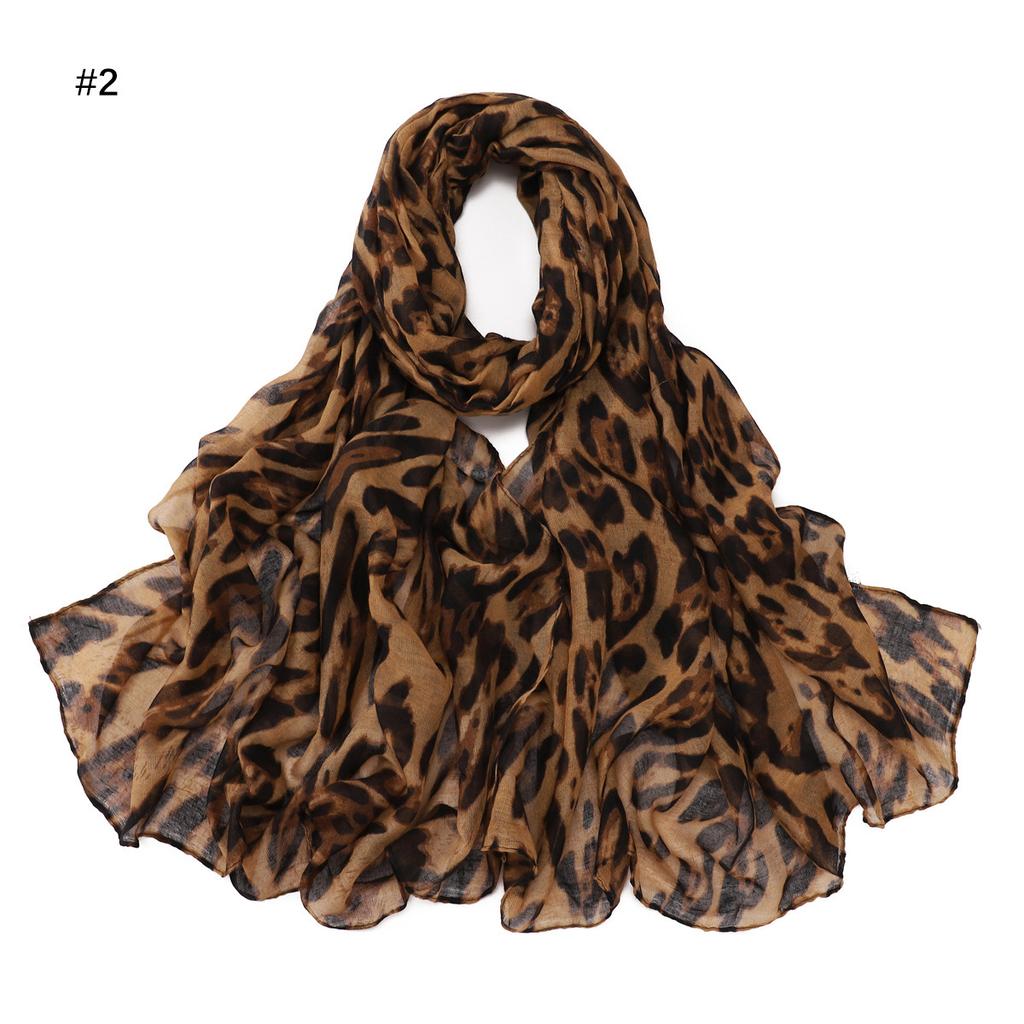 Summer Women's Silk Scarf Leopard Pattern Beach Scarf European and American Printed Scarf