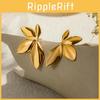 Elegant Gold And Silver Leaf Design Stud Earrings For Women Fashion Accessory