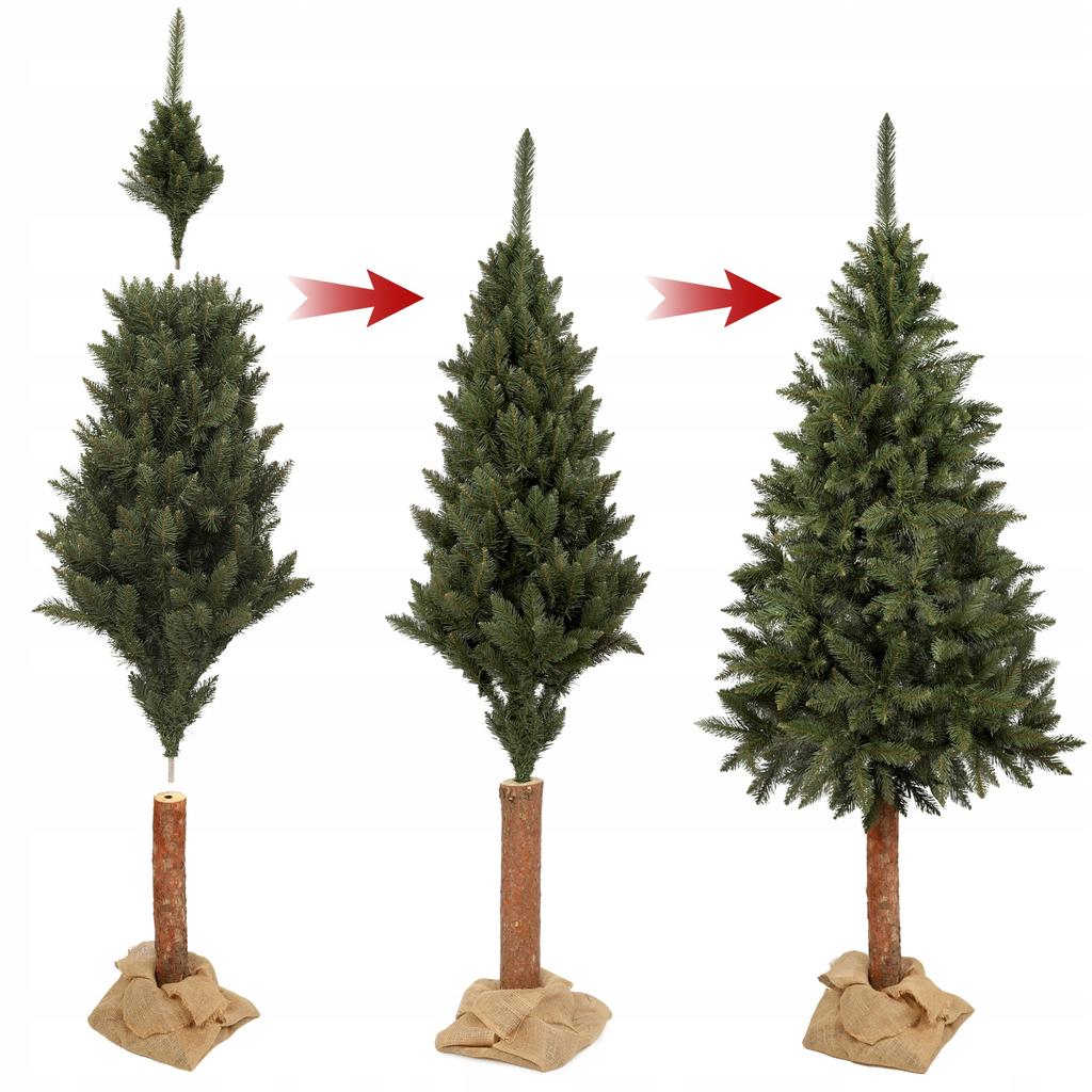 KADAX Vánoční stromek na kmeni umělý 220 cm Smrk přírodní