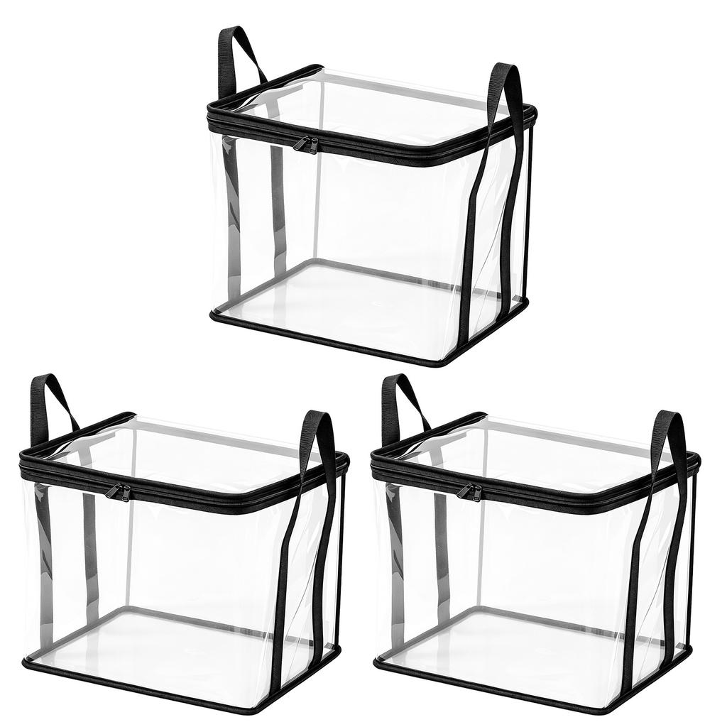 Large Thickened Transparent Plastic Storage Bag with Zipper and Handles for Clothes Moving Box Cover for Dormitory and Closet Organization Supplies