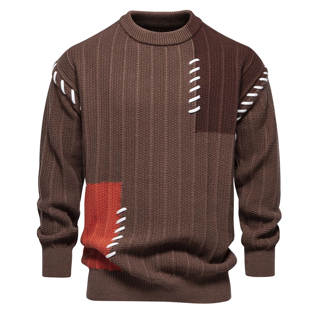 

Мужская осенне-зимняя новинка, мужской свитер-пуловер с круглым вырезом, свободный и ленивый повседневный вязаный свитер XXXL темно-коричневого