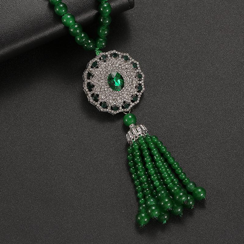 New Chinese Style Retro Versatile Necklace Jewelry Clothing Pendant Green Crystal Pendant