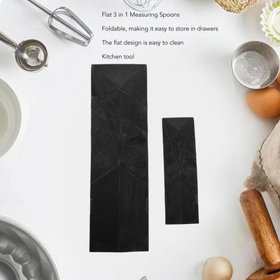 Flat 3 In 1 Measuring Spoons Folds Flat Measuring Spoon Compact Large and Small Kitchen Utensils Multifunction for Cook Baking