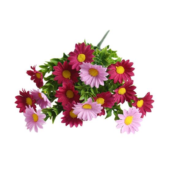 Artificial Flower with Green Leaves Realistic UV Resistant Fake Silk Flower Bouquet Indoor Outdoor Garden Patio Balcony Home Decoration