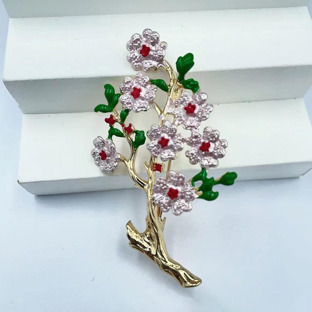 Mehrzweck Handbemalte Emaille Pfingstrose Brosche mit Perlen Akzent Vintage Florale Anstecknadel für Damen Elegante Schmuckgeschenke