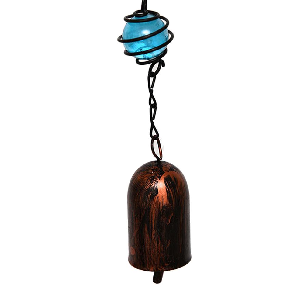 Rustic Bird Wind Chime Iron Wall Decor Metal Glass Painted Bell Hanging Ornament 37x20cm
