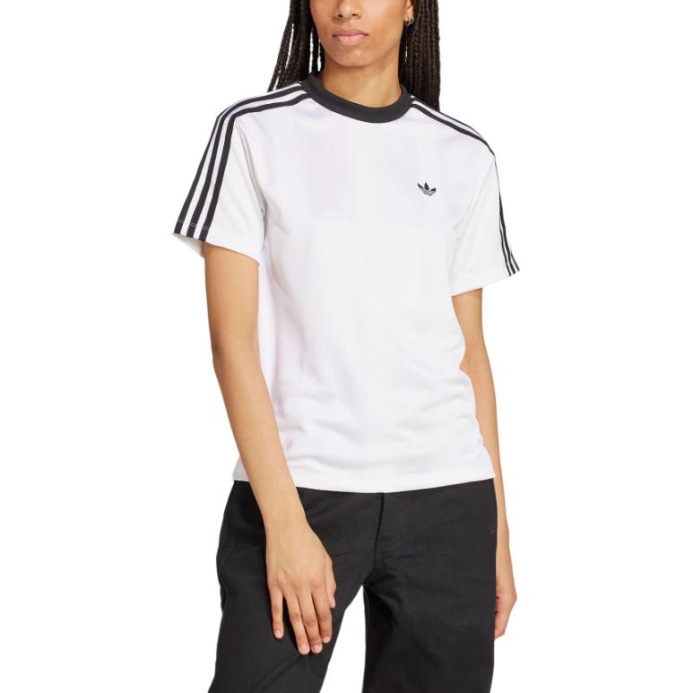 adidas Originals Adicolor Jacquard Sports Casual Crew Neck Short Sleeve T-Shirt Women Tops White JV9647