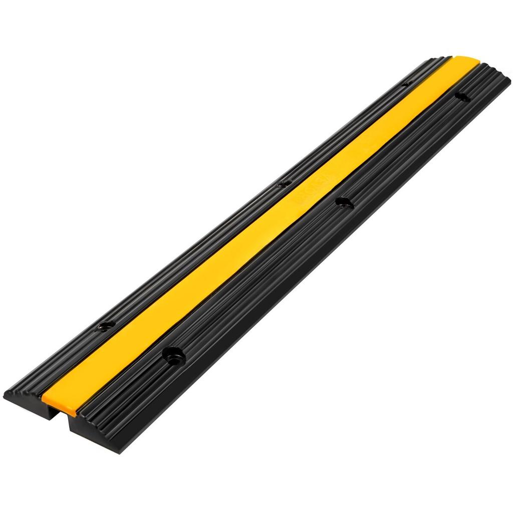 4 Pack of 1-Channel Rubber Cable Protector Ramps Heavy Duty 18000Lbs Load Capacity Cable Wire Cord Cover Ramp Speed Bump Driveway Hose Cable Ramp