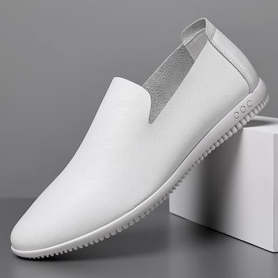 Summer New Men's Casual Versatile One-pedal Driving Shoes Soft Sole Soft Surface White Shoes Lightweight Trendy Men