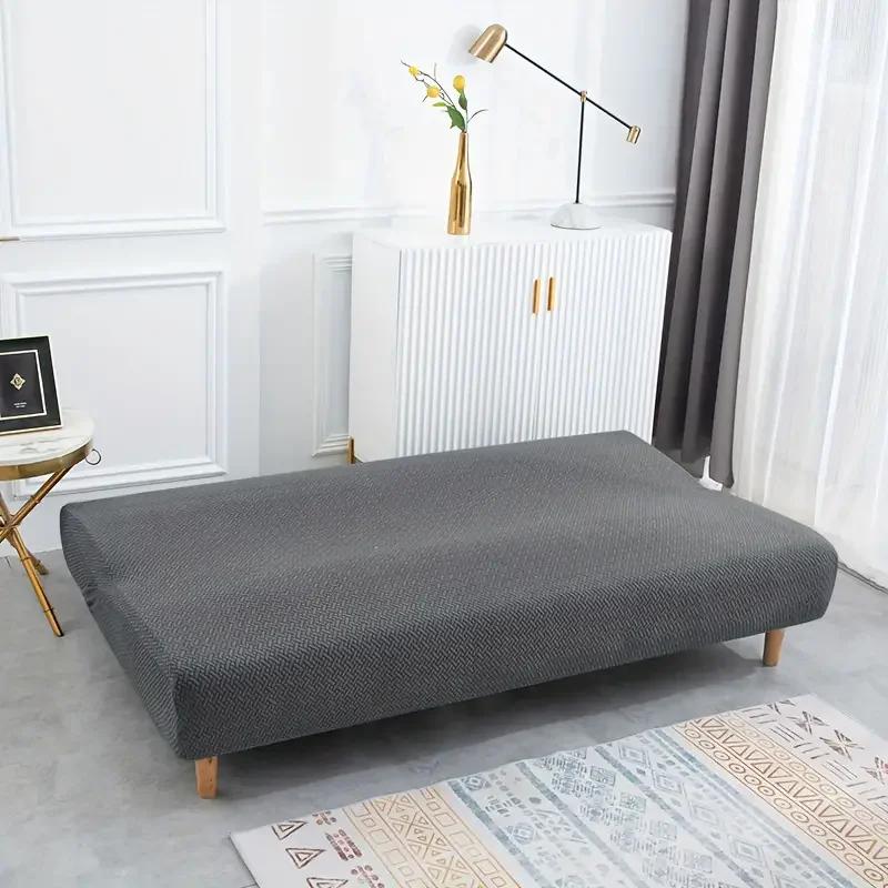 Žakárový potah na rozkládací pohovku bez područek Elastický skládací potah na sedák do obývacího pokoje 1/2/3místný Potahy na gauč Ochrana dlouhého křesla