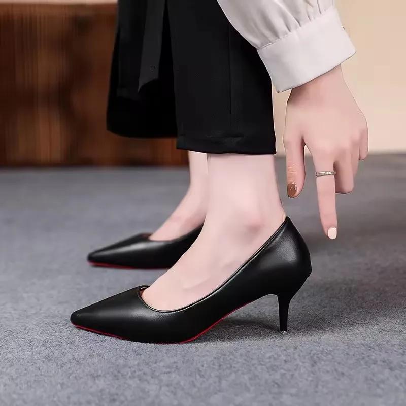 

High heels women s 2025 new women s shoes spring pointed shallow mouth single shoes women s slim heels shoes 40