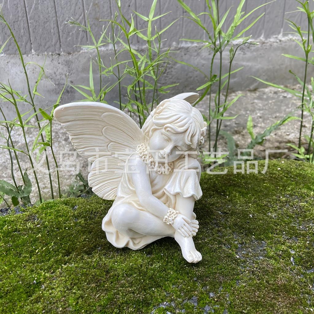Cute face angel statue creative resin art statue home collection outdoor garden decoration