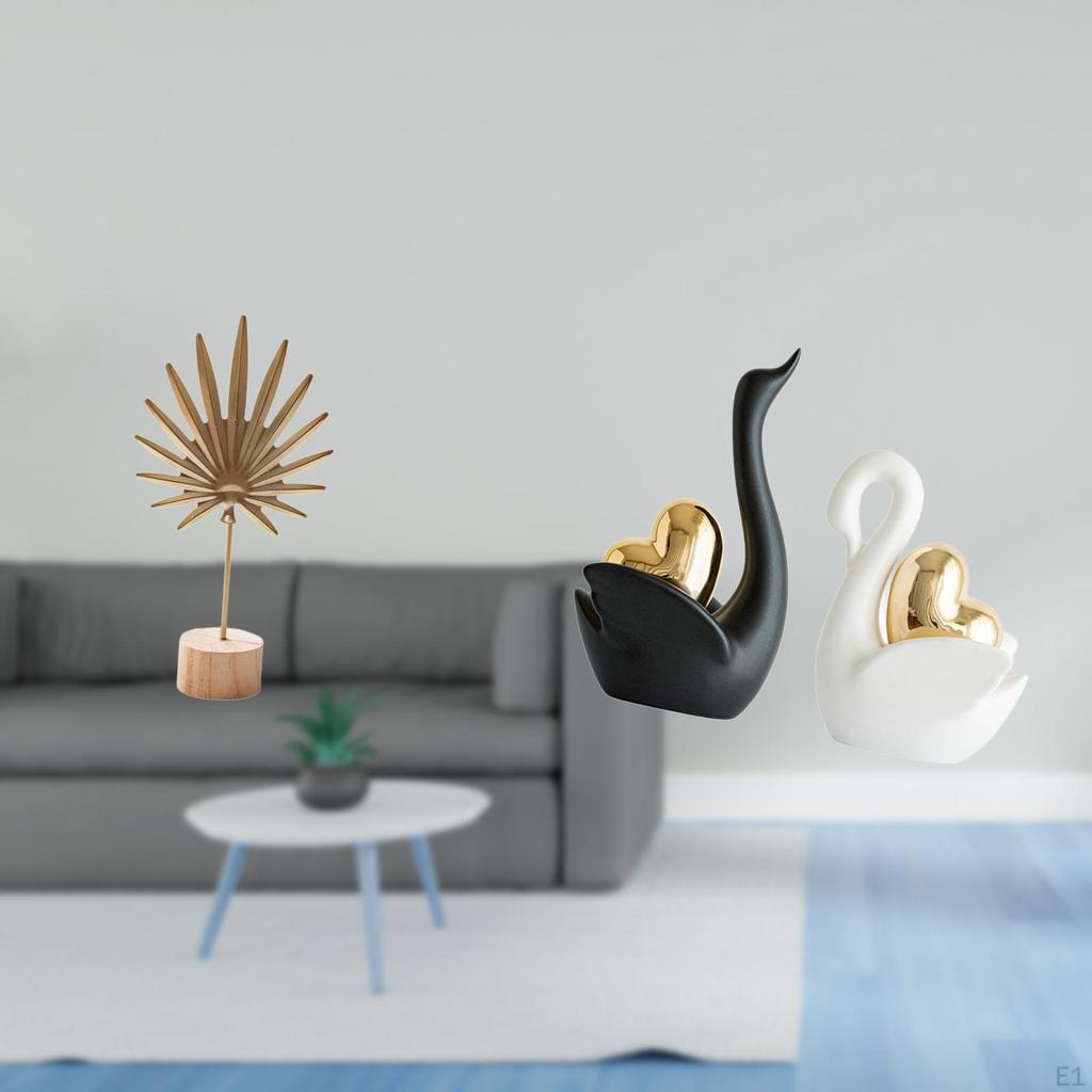 Nordic Abstract Metal Sculpture And Swan Figurines Creative Tabletop Ornament Art Crafts for Home