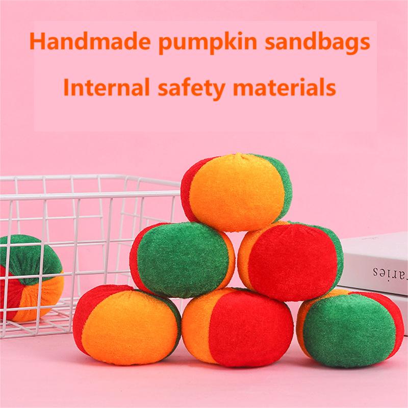 6Pcs Pumpkin Velvet Sandbag Throwing Game Fun Kids Outdoor Indoor Sensory Gross Motor Skills Active Play Sports Party Favors