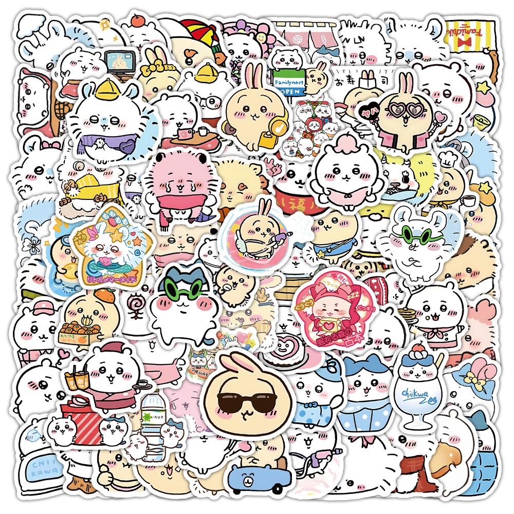 10100Pcs Cartoon Jiikawa Kawaii Stickers Decorative Desk Laptop Scrapbook Stationery Cute Chiikawa Graffiti Sticker Kids Gift