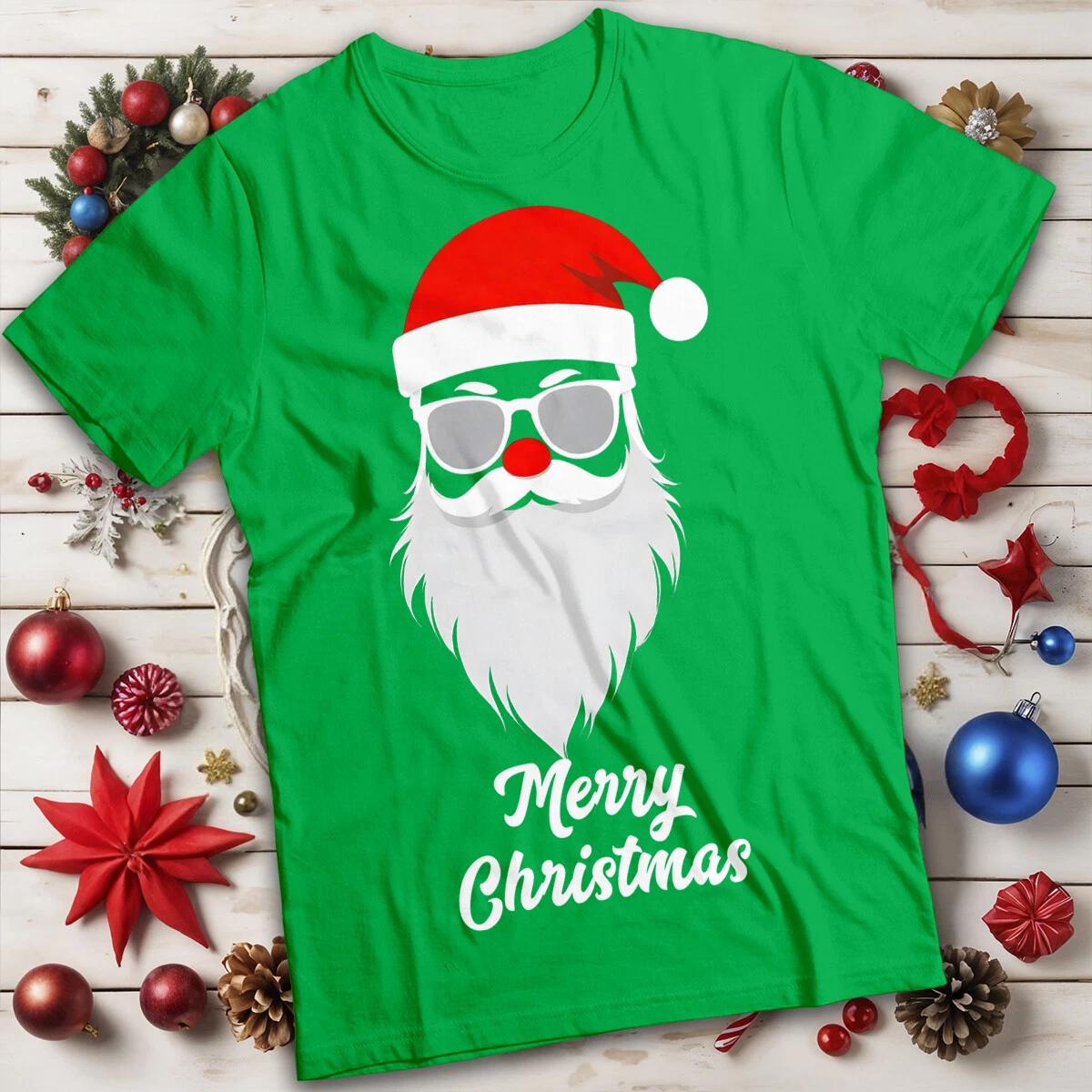 

Funny Mens and Womens Santa Sunglasses Christmas T-Shirt Tee #MC XL