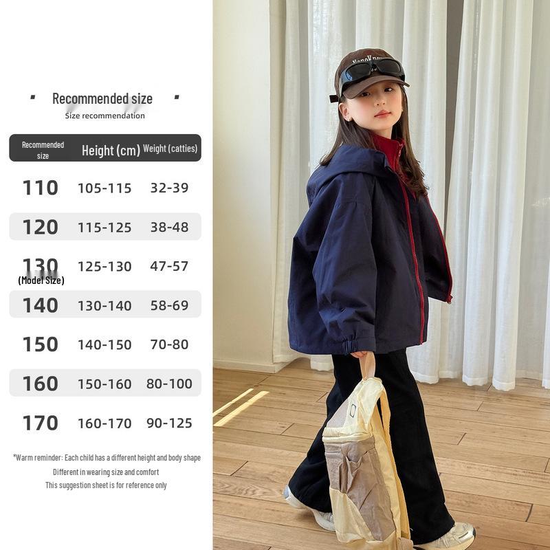 YOJIA Flickors 3-i-1 Avtagbar Vattentät Jacka - Trendig Höst/Vinter 2025 Vindjacka