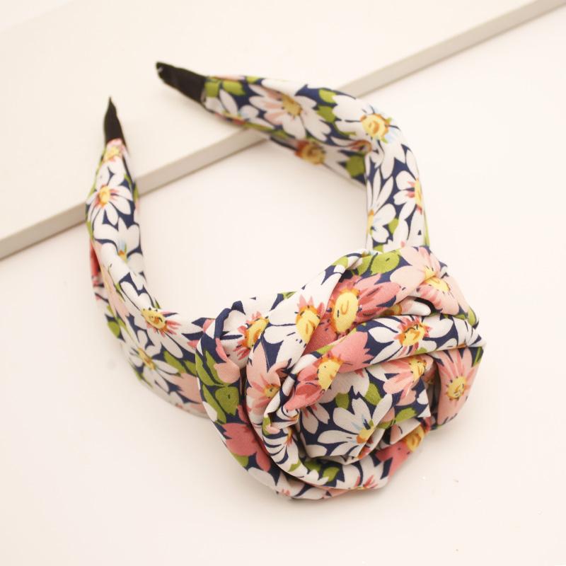 Lystrfac Vintage Front Knot Print Headband Women Turban Wide Knotted Hairband for Ladies Bandanas Female Hair Accessories
