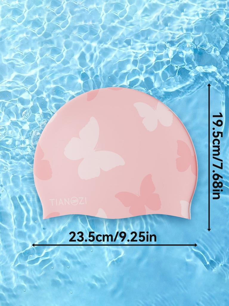Adult Silicone Swimming Cap: Waterproof, Non-Slip, High Elasticity with Butterfly Pattern, Unisex