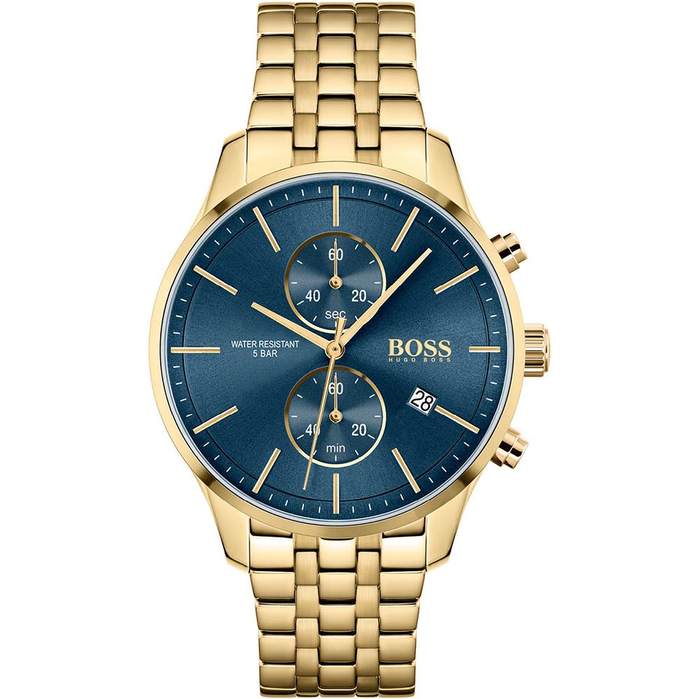 BOSS Associate Blue Dial Gold Stainless Steel Bracelet Men s Quartz Watch 1513841 синий