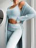 Jetzt verfügbar: Europäisches und Amerikanisches Sexy V-Ausschnitt Plüsch Dreiteiliges Set - Kurze Weste und Lange Hose für Damen.