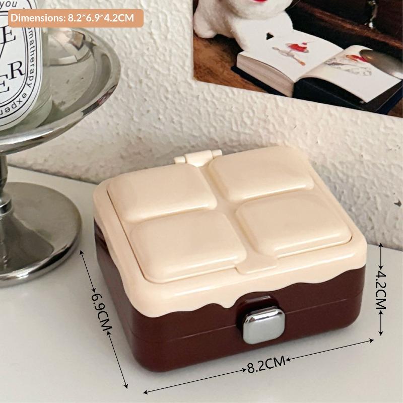 Mini Double-Layer Chocolate Storage Box With Mirror Portable Box Earrings Necklaces Rings Jewelry Sundry Items Storage Box