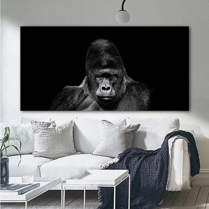 Gorilla Monkey Leopard Tiger Animal Canvas Painting Black And White Wall Art Picture For Living Room Modern Poster Home Decor