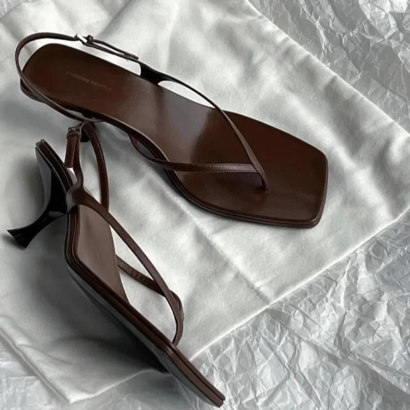 High Heeled Sandals for Women in the Summer of 2025, New French Style Open Toed Sandals,fashionable Square Toe Slim Heel Sandals