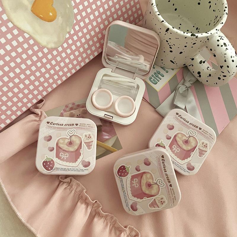 

Портативный футляр для контактных линз с пинцетом, зеркалом, косметическим зрачком, футляром для хранения средств по уходу за глазами