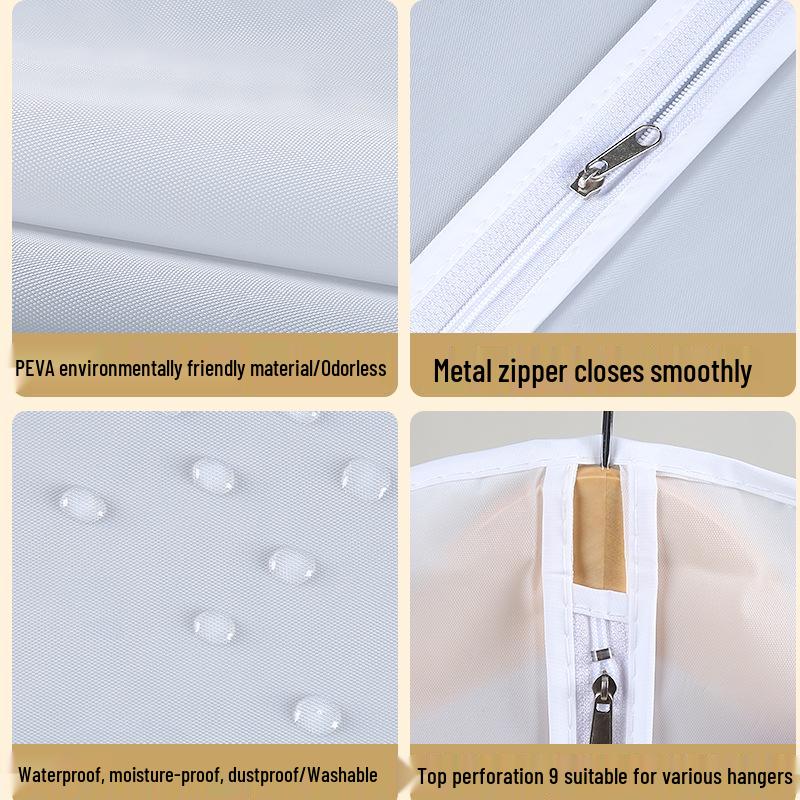 Translucent Garment Covers for Coats, Dresses, and Jackets - Storage Bag Set
