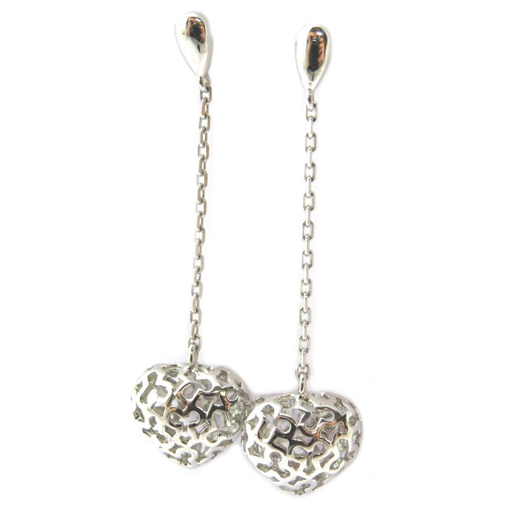 Les Trésors De Lily [P2413] - White 'Love' Silver Earrings (rhodium-plated) - 40x12 Mm