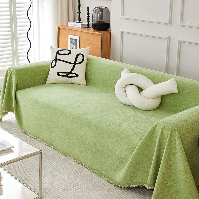 Chenille Sofa Towel with Tassels Double-side Sofa Covers for Living Room Large Blanket Leisure Relax Machine Washable Blanket