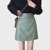 Green High Waist Leather A-Line Mini Skirt - Versatile, Hot Autumn/Winter 2023 Women's Fashion