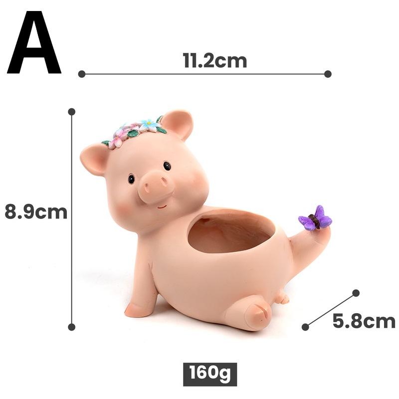 Cute Pig Resin Flower Pot Cartoon Animal Succulent Flower Pot Desktop Plants Pot Cactus Potted Home Decoration Ornaments Gift