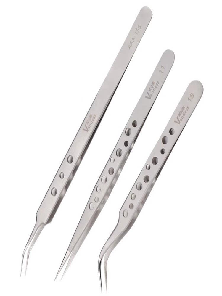 High-grade Stainless Steel Heat-Dissipating Tweezers with Holes for Circuit Board and Hair Nest Repairs