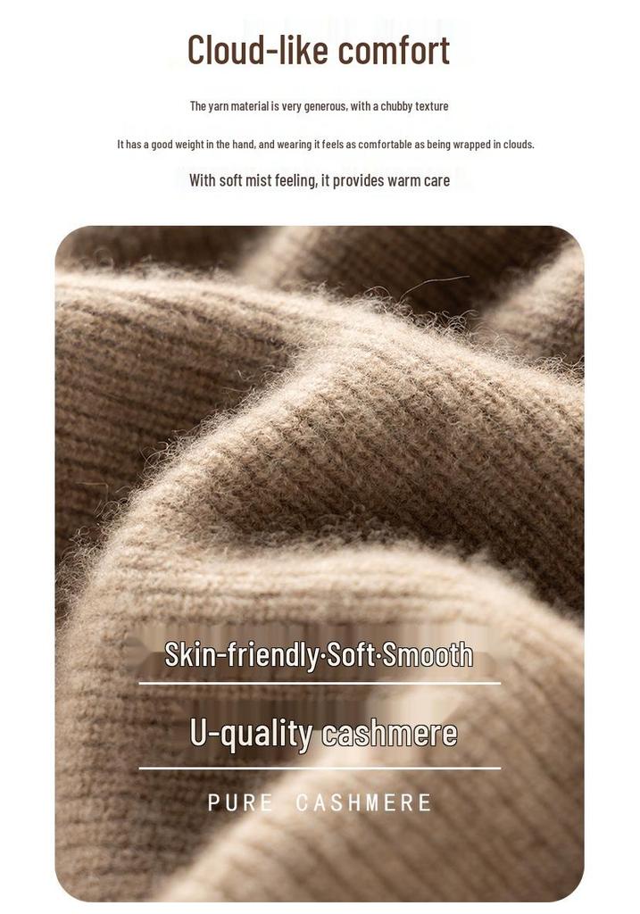 Women's Cashmere V-Neck Knit Cardigan - Warm, Loose, Slimming Sweater for Autumn & Winter