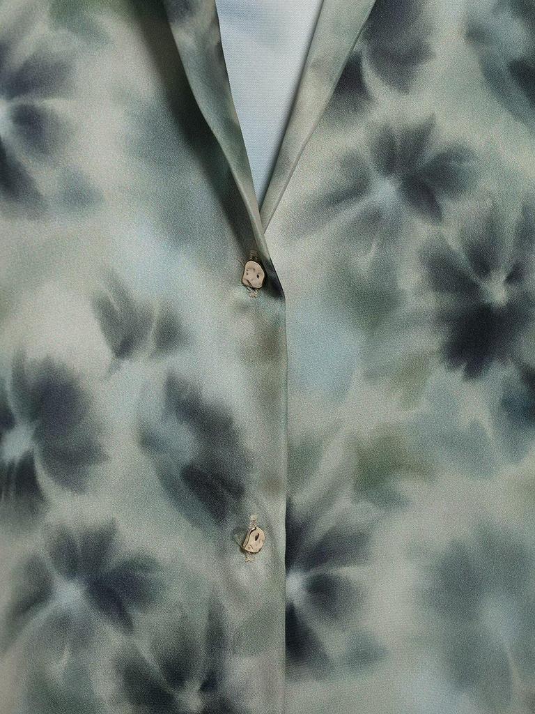 2025 Spring Women's European & American Style Print Silk Satin Long Sleeve Lapel Casual Shirt