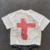 Trendy Street Y2k Vintage Red Cross Men's T Shirt Summer New Style Unisex Casual T Shirt