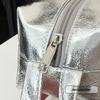 New Shiny Makeup Bag Handheld Multi-Purpose Cosmetic Bag Large Capacity Solid Color Pencil Case Travel