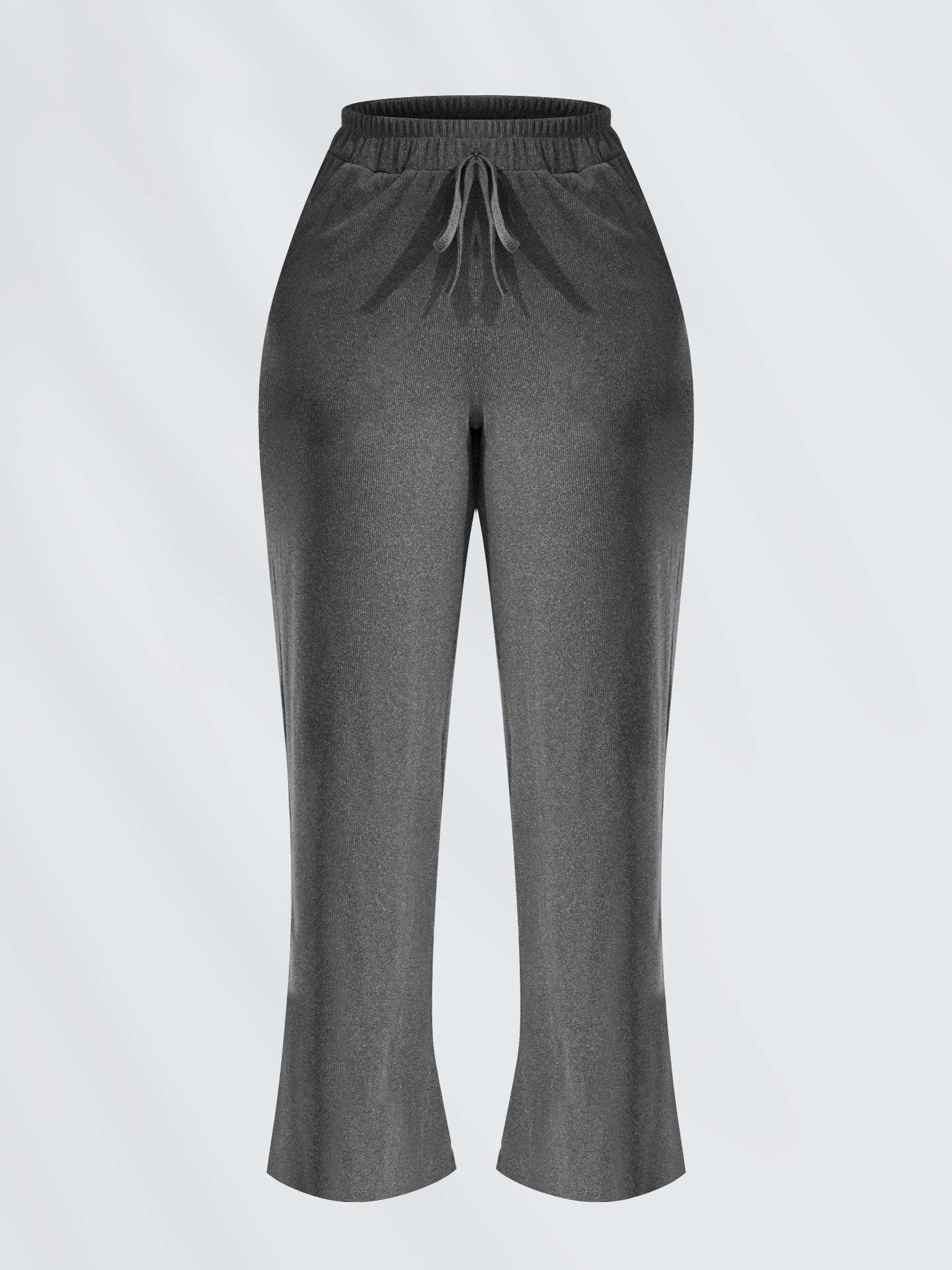 

Women s Plus Size Wide-Leg Pants Straight-Leg Slightly Flared Pocket Style High-Waisted Casual Pants 1XL