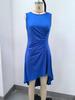 2026 European & American Slim Fit Solid Color Slit Long Sleeve Round Neck Dress