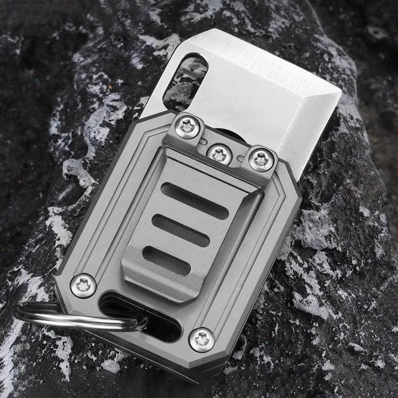 Titanium Alloy Mini Folding Knife S35VN Steel Portable Keychain Pendant Bottle Opener Outdoor Survival Camping Portable EDC Tool