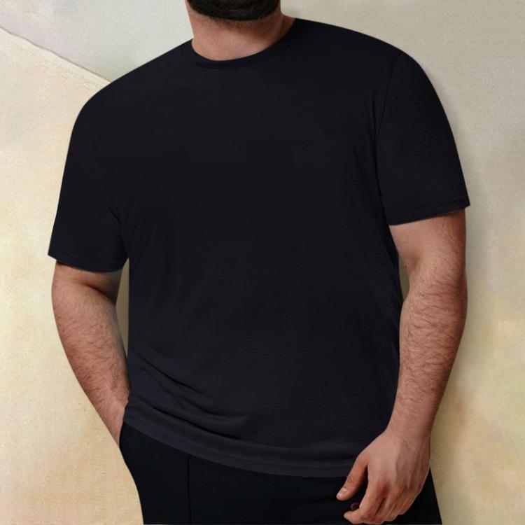Mens Casual T Shirt Plus Size Short Sleeve Round Neck Solid Color Top Blouse