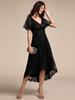 Ever-Pretty Women's Exquisite Embroidery V-Neck See-through Sleeve Wedding Guest Dresses with Asymmetrical Hem