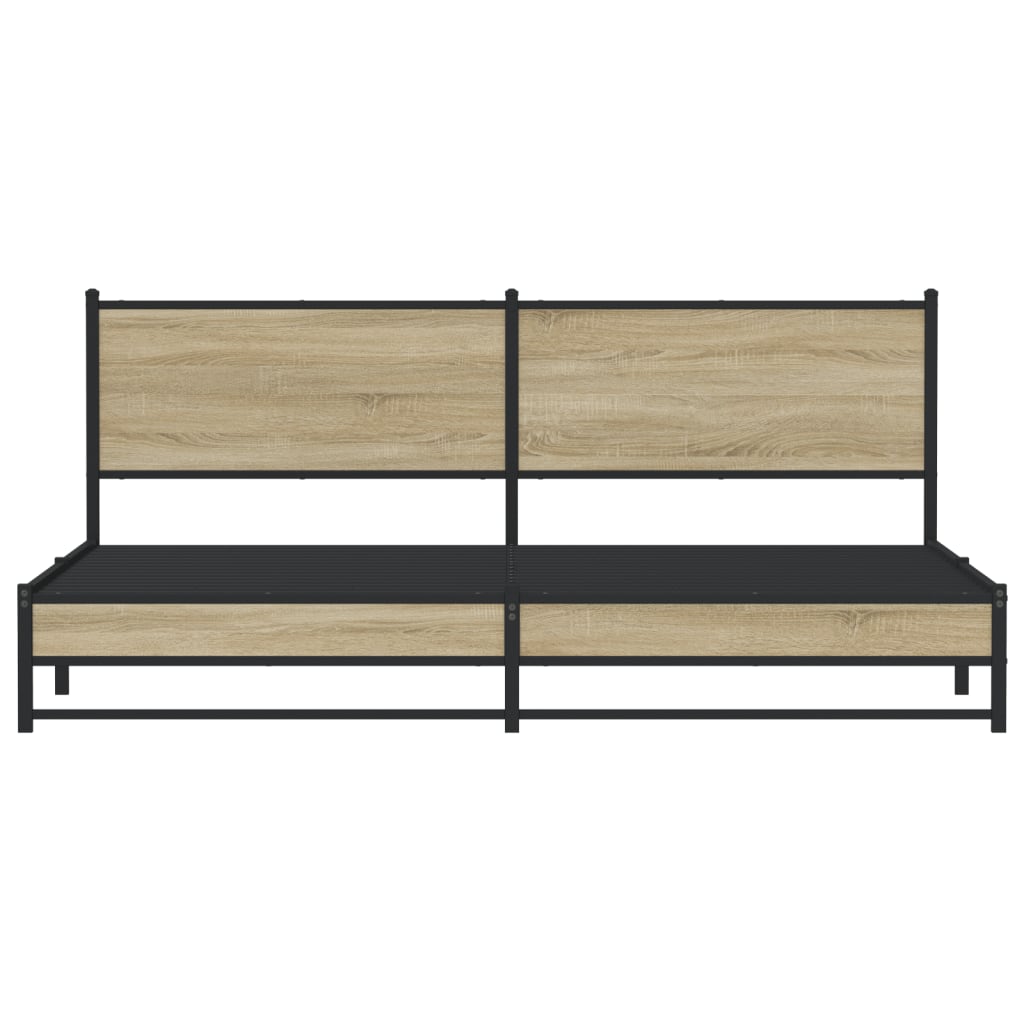 Metal Bed Frame without Mattress Sonoma Oak Finish 200x200 cm