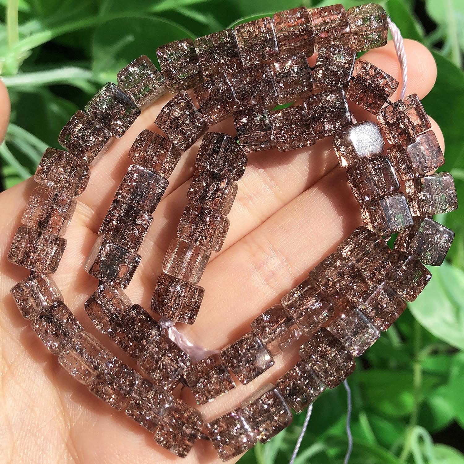 

8 ммx8 мм 1 шт. квадратные снежные треснувшие хрустальные бусины, разноцветные натуральные кубические свободные бусины для изготовления ювелирных изделий, браслет, ожерелье, аксессуары 8mm (approx 58pcs) коричневый