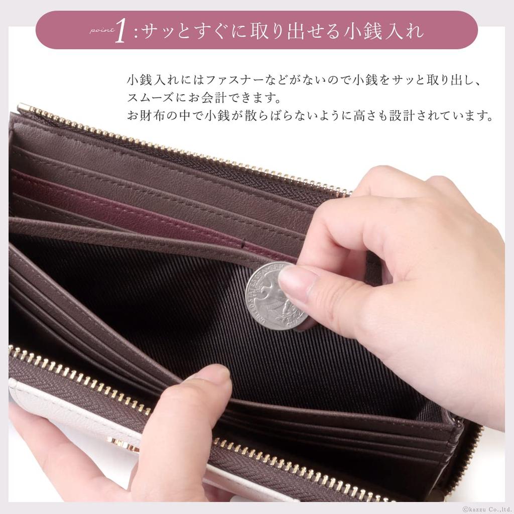 Long Wallet Tricolor Zipper Thin Gusset Faux Leather [Cleria] Women's L-shaped [CL-17010] (Royal Marine)