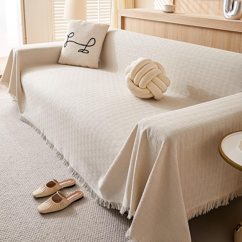 Sofa Towel With Full Coverage Cream Wind Blanket Universal Sofa Cover All Season Universal All Inclusive Non-Slip Sofa Blanket